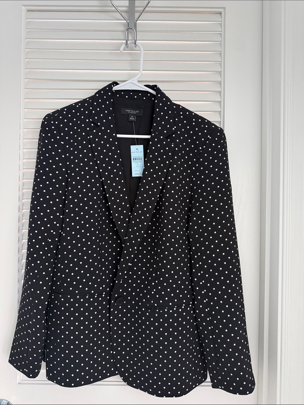 Ann Taylor Black Blazer with White Polka Dots